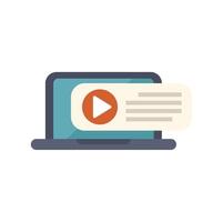 Laptop showing video player with play button and text content vector