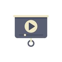 Projector screen displaying video content with play button and progress bar vector