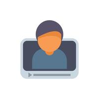 Young man making video call on digital device icon vector