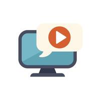 Computer displaying video message notification icon vector