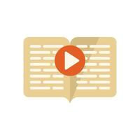 Audiobook playing on open book icon vector