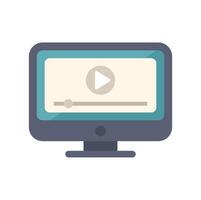 Video player on desktop computer screen displaying streaming web content vector