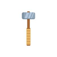 Sledgehammer with wooden handle standing upright on white background vector