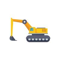 Yellow excavator digging with extended front loader vector