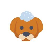Cute dog taking bath with foam on head vector