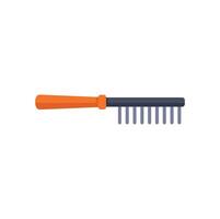 Hairdressing comb with orange handle lying horizontally vector