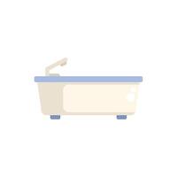 Empty bathtub with faucet running, a minimalist icon of relaxation vector