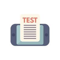 Smartphone showing online test on screen with answers vector