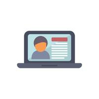 Laptop showing online user profile with avatar and description vector