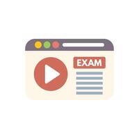 Online exam on website with play button showing video tutorial vector