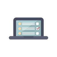 Laptop showing checklist for online survey, exam, voting, quiz or poll vector