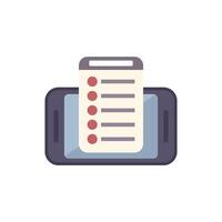 Mobile phone showing checklist for survey or exam vector