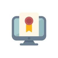 Computer displaying certificate for online graduation or course completion vector