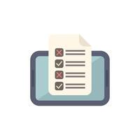 Mobile phone showing checklist with checked boxes for survey or exam vector