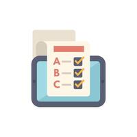 Online survey being completed on tablet with checkmark icon vector