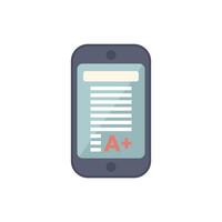 Smartphone showing a plus grade on screen displaying e learning results vector