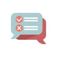 Speech bubble showing check marks for right and wrong answers vector