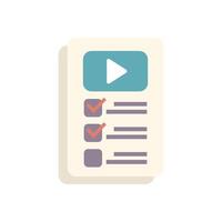 Online course checklist showing video with play button and check marks for completed tasks vector