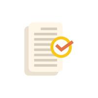 Document with check mark icon showing validation vector