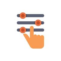 Hand adjusting settings with three slider buttons vector