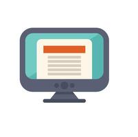 Modern desktop computer displaying webpage with content and navigation bar vector