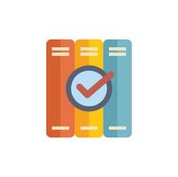 Check mark symbol validating book file stack vector