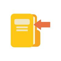 Red arrow pointing at open yellow folder representing data input vector