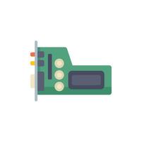 Green sound card component for computer motherboard vector