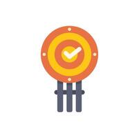 Target standing on tripod showing check mark symbol for achieving business goal vector