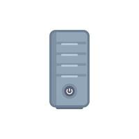 Grey computer case standing with power button on white background vector