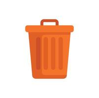 Orange trash can standing upright for disposing of waste vector