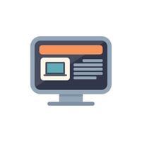 Desktop computer showing website homepage with laptop illustration vector