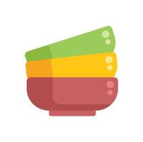 Stack of three colorful bowls for breakfast cereals or other food vector