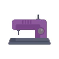 Purple sewing machine standing on table for handmade clothes vector