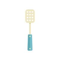 Slotted spatula for cooking is standing up on white background vector