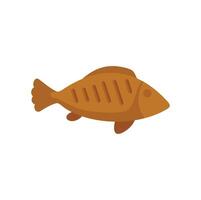 Grilled fish lying on its side isolated on white background vector