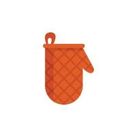 Orange oven mitt protecting hand from burns while cooking vector