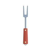Large barbecue fork with wooden handle for grilling meat vector