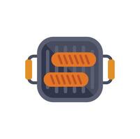 Two sausages roasting on a charcoal barbecue grill vector