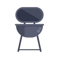 Modern kettle charcoal barbecue grill standing on three legs with opened lid for outdoor cooking and picnics vector