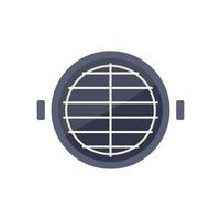 Round barbecue grill top view icon showing cooking grid vector