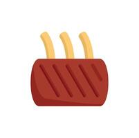 Grilled rack of lamb with bone in flat design style vector