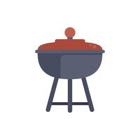 Charcoal kettle grill standing on three legs with closed lid flat vector illustration