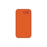 Orange smartphone back side with camera and flash light vector