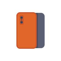 Orange smartphone showing back side with cameras vector