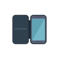 Smartphone showing blank screen with open flip case protecting it vector