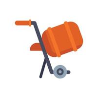 Portable concrete mixer standing on one wheel mixing cement vector