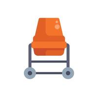 Orange concrete mixer using wheels for construction vector