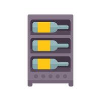 Wine bottles resting inside modern wine refrigerator vector