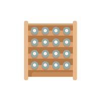 Wine bottles resting on a wooden wine rack displaying a collection of fine wines vector